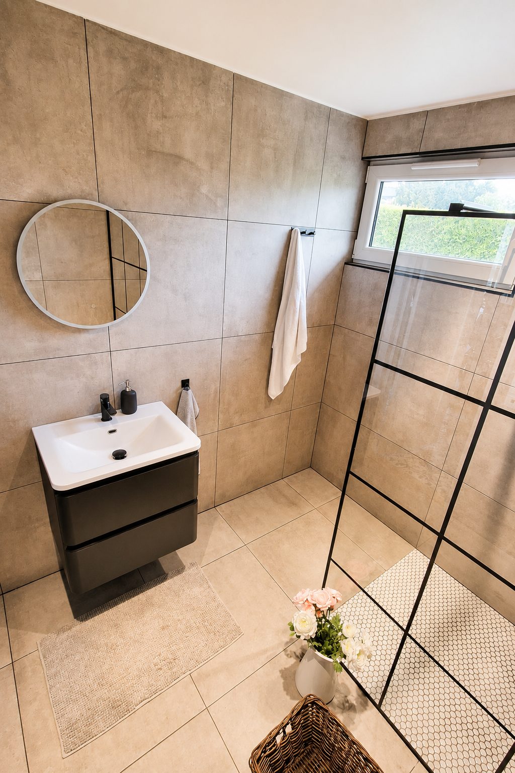 Bathroom with spacious walk-in shower